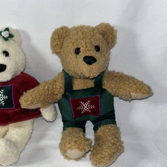 VTG Hallmark Kiss Kiss Mistletoe Plush Teddy Bears Magnetic Noses Christmas - Picture 5 of 14